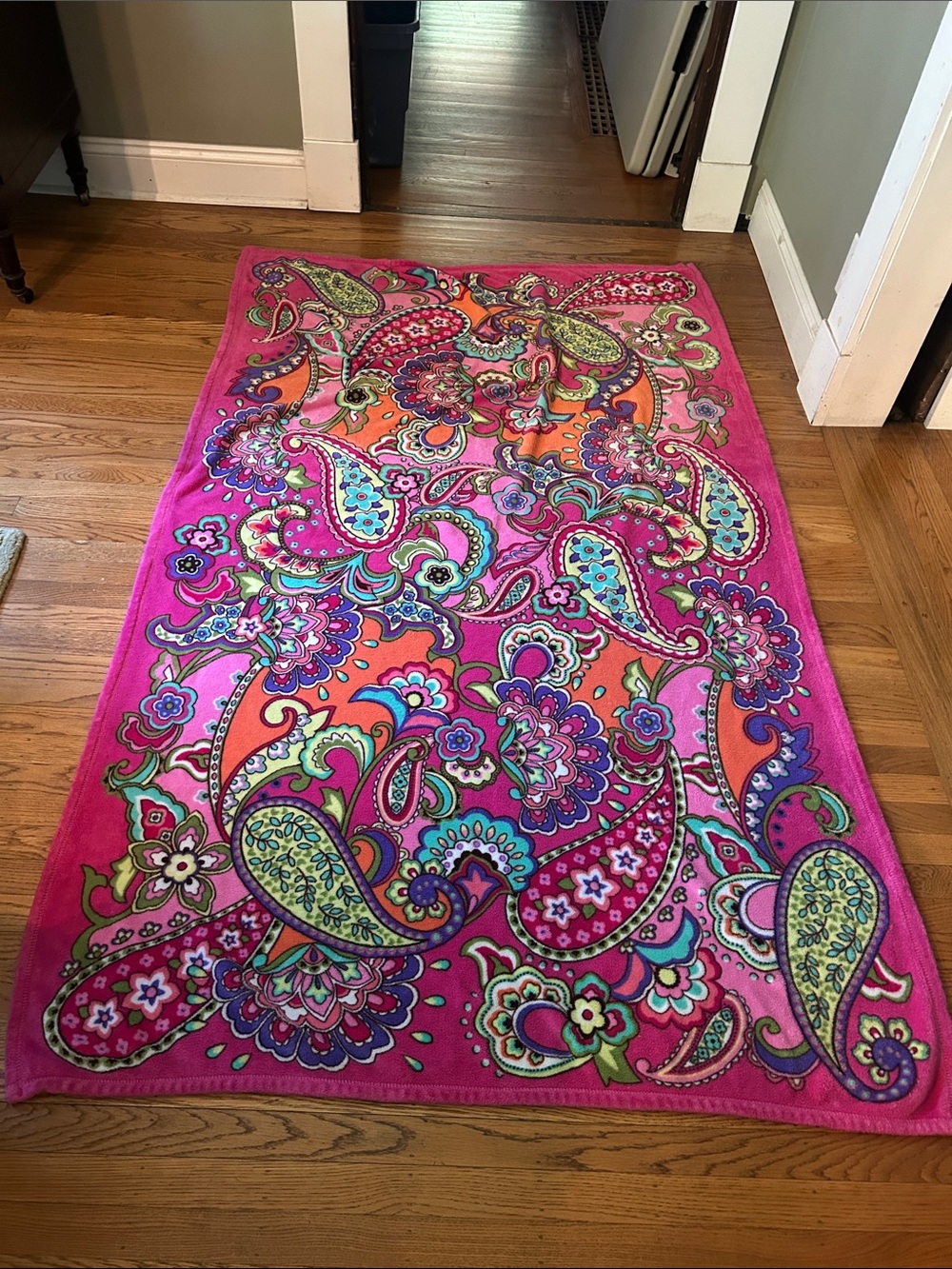 Vibrant Vera Bradley Pink Paisley Floral soft blanket/throw.
